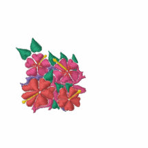 Art Top: Joanne Short Embroidered Hibiscus. Red