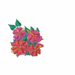 Art Top: Joanne Short Embroidered Hibiscus. Red