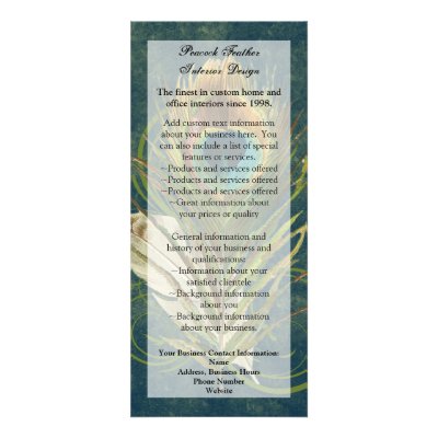 Artful Detail Peacock Feather Rack Card, Menu, Ad by CustomInvites