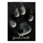 Artic Fox in Paw Print; Good Luck Card