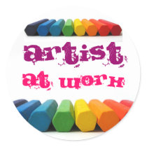 Artist at work round sticker