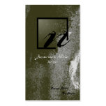 Artist Business Card - Green Grey Grunge Monogram