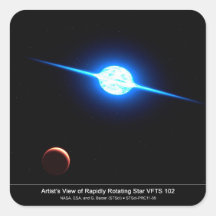 Artist Depiction of Fastest Rotating Star VFTS 102 Square Sticker