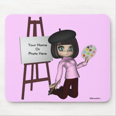 Artist Girl Easel Mousepad by mickeyelvis128
