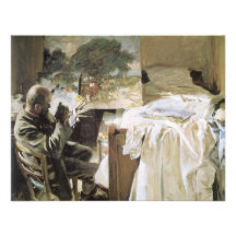 Artist in His Studio by Sargent, Vintage Victorian Personalised Announcements