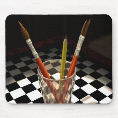 Artist mousepad - paint brushes by scarletquill