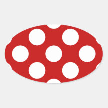 Artistic Abstract Retro Polka Dots Red White Sticker