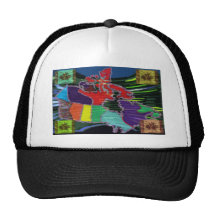 Artistic Canadian Map and MapleLeaf Mesh Hats