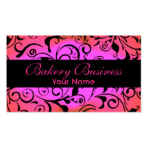 Artistic fade pink damask bakery cards business card