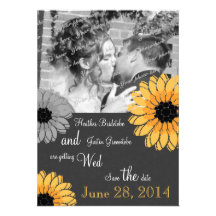 Artistic Garden Grey and Yellow Save the Date Personalised Announcements