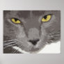 Artistic Grey Cat Face Print