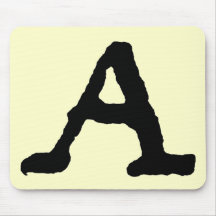 Artistic Letter "A" Woodcut Woodblock Initial Mousepad