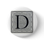 Artistic Letter "D" Woodcut Woodblock Initial
