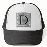 Artistic Letter "D" Woodcut Woodblock Initial