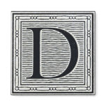 Artistic Letter "D" Woodcut Woodblock Initial