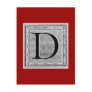 Artistic Letter "D" Woodcut Woodblock Initial
