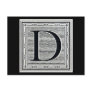 Artistic Letter "D" Woodcut Woodblock Initial