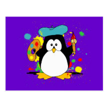 Artistic Penguin Postcard