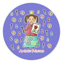 Artistic Princess Round Stickers