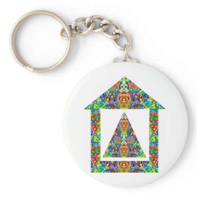 Artistic Pyramid House Key Chain by ZAZZLELIST