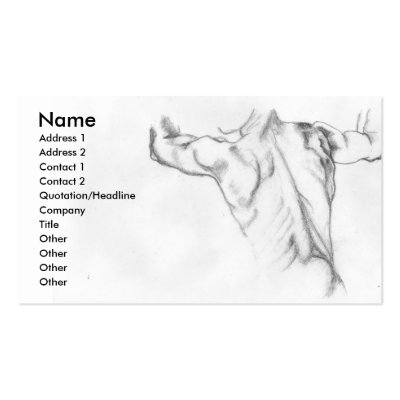 Artistic Sketch of a mans back Business Cards by IslandFlava