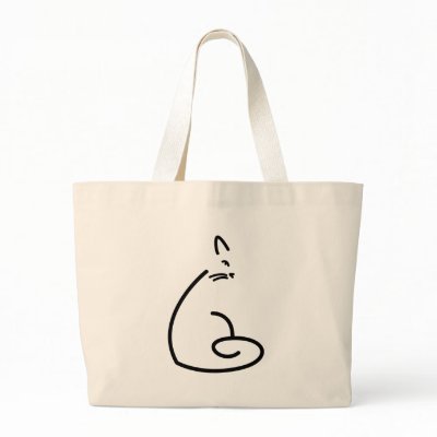 Artistic Swirly Cat Silhouette Canvas Bags by cre8iveheart