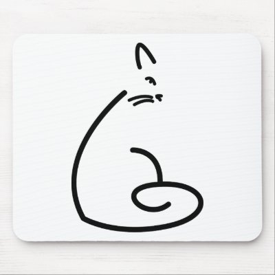 Artistic Swirly Cat Silhouette Mousepad by cre8iveheart