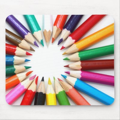 Artist's coloured pencils rainbow graphic photo mousepads by iBella