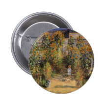 Artist's Garden at Vetheuil by Monet, Vintage Art Pinback Button