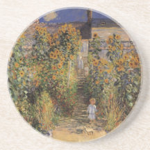 Artist's Garden at Vetheuil by Monet, Vintage Art Drink Coaster