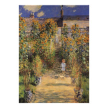 Artist's Garden at Vetheuil by Monet, Vintage Art Announcement