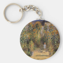 Artist's Garden at Vetheuil by Monet, Vintage Art Keychain