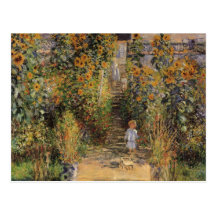 Artist's Garden at Vetheuil by Monet, Vintage Art Post Cards