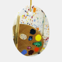 Artists Paint Splatter And Pallet of Paint Christmas Tree Ornaments