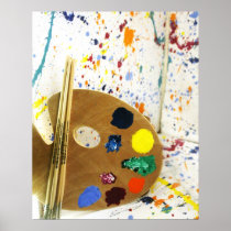 Artists Paint Splatter And Pallet of Paint