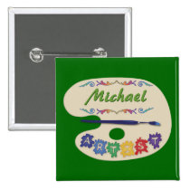 Artist's Pallet Name Badge buttons