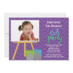 Arts & Crafts Kids Paint Photo Birthday Party Personalized Invitations