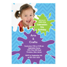 Arts & Crafts Kids Paint Photo Birthday Party Personalized Announcements