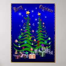 Artsy Christmas Tree and Decorations-Poster