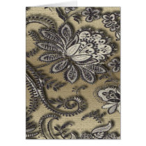 Artsy Embossed Black & Gold Flowers Greeting Cards