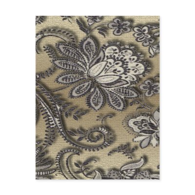 Artsy Embossed Black & Gold Flowers Postcards by AYellowRose