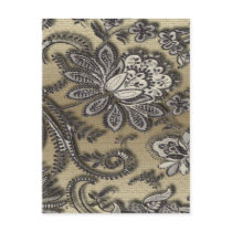 Artsy Embossed Black & Gold Flowers Postcards