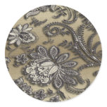 Artsy Embossed Black & Gold Flowers Stickers