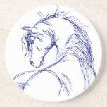 Artsy Horse Head Sketch Beverage Coaster