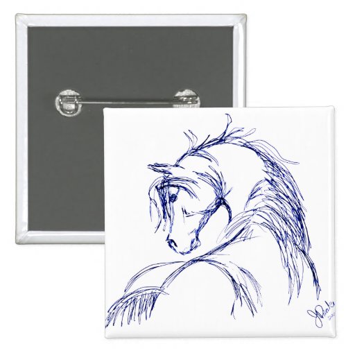 Artsy Horse Head Sketch Pinback Buttons