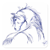 Artsy Horse Head Sketch Stickers