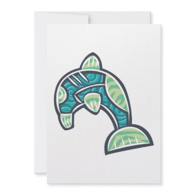 artsy patterned dolphin design personalized announcements by doonidesignsanimals