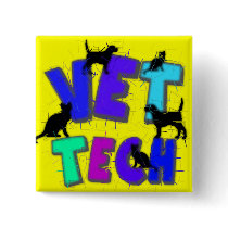 Artsy Vet Tech Gifts, Unique artist drawn design Pinback Buttons