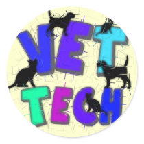 Artsy Vet Tech Gifts, Unique artist drawn design Round Stickers