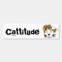 AS- Funny Cat Cartoon Cattitude Bumper Sticker